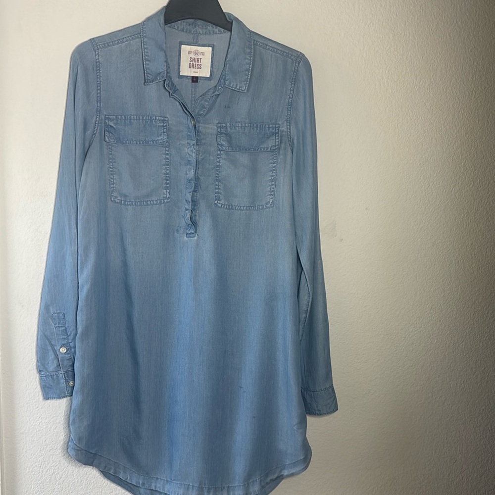 SO Collard Button Up Shirt Dress